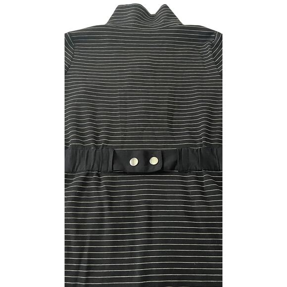 CABI LONG SLV FRONT ZIP COTTON/POLY FLEECE JACKET, WOMENS, L, BLACK/WHITE STRIPE - Picture 3 of 12